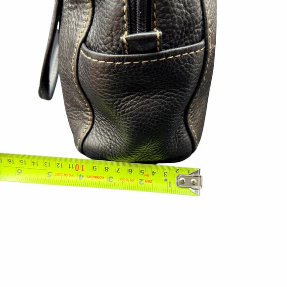 Fossil Black Pebbled Leather Shoulder Bag Satchel Tote Purse - Picture 11 of 14